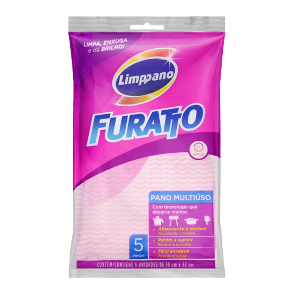 PANO DE LIMPEZA FURATTO ROSA 5 UN