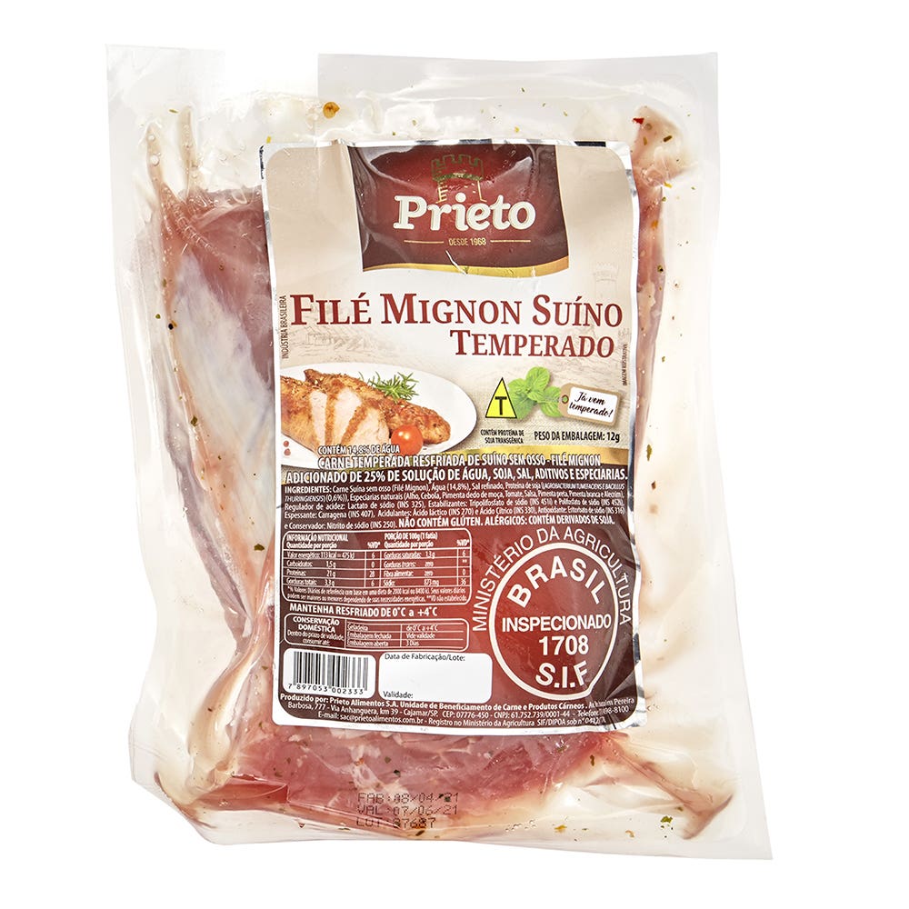 Filé Mignon Suíno Temperado Prieto Unidade