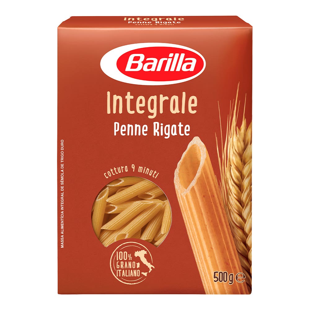 Macarrão de Sêmola Grano Duro Integral Penne Rigate Barilla Caixa 500g