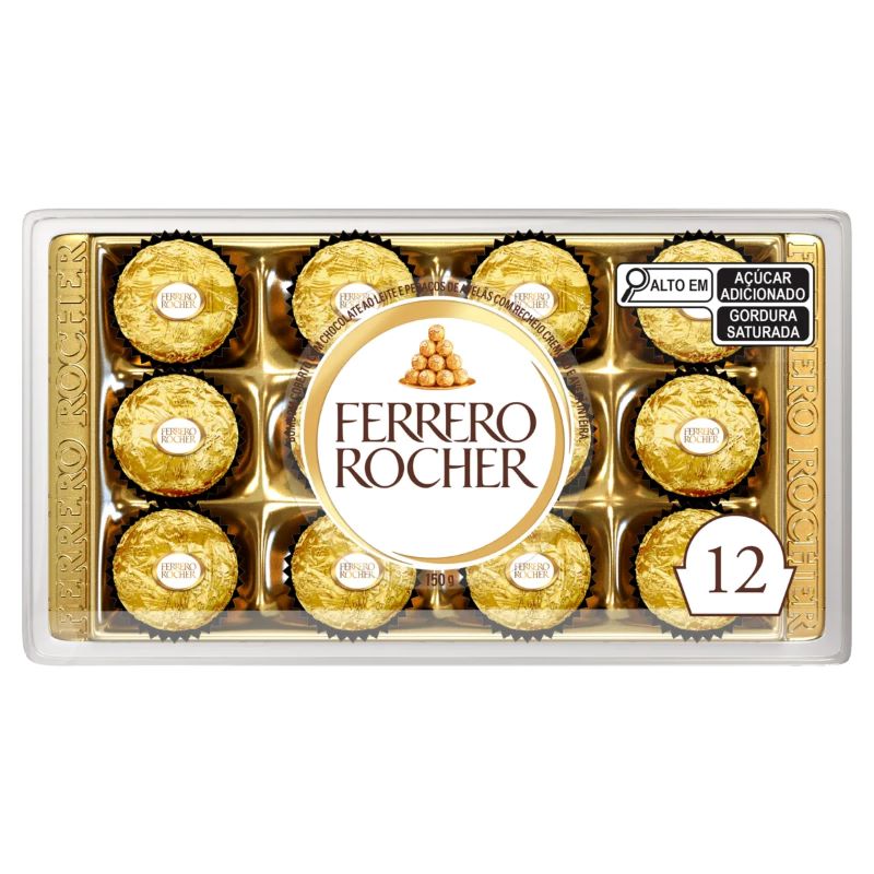 Bombom Ferrero Rocher 150g com 12 Unidades