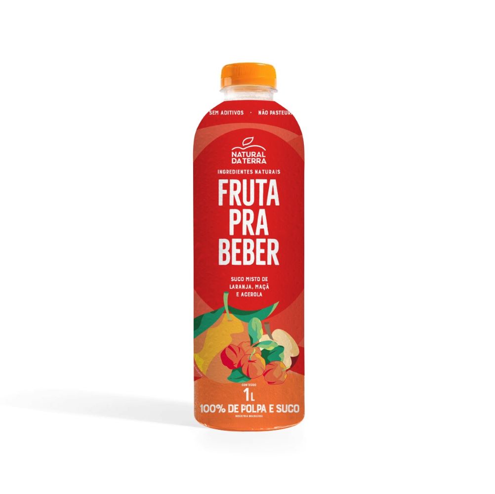 Suco de Laranja Maçã e Acerola Fruta para Beber Natural da Terra 1L