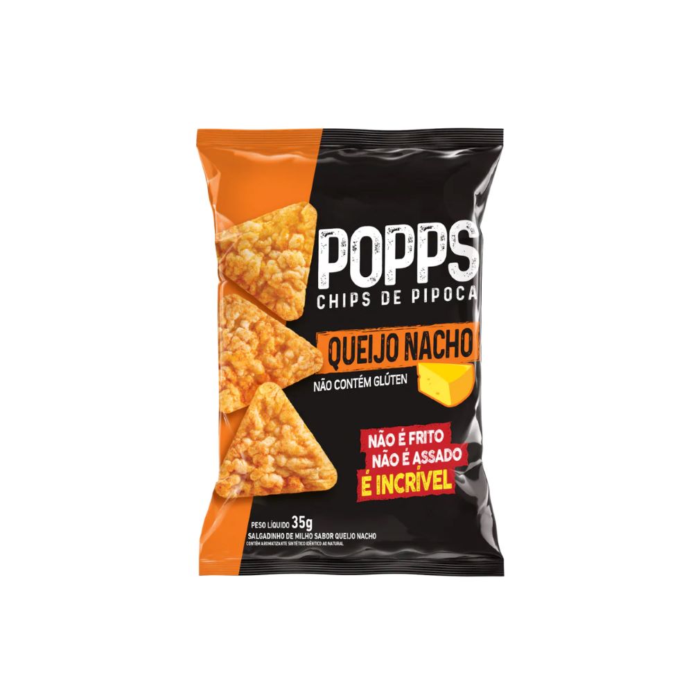 Salgadinho Roots Chips Popps Queijo Nacho 35g
